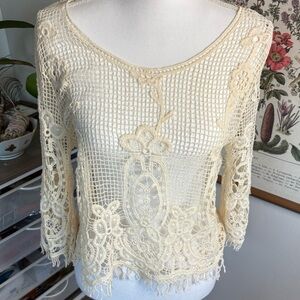 Cream Lace Blouse Large